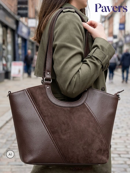 Chocolate Brown - Pavers Bellissimo Two Tone Shoulder Bag