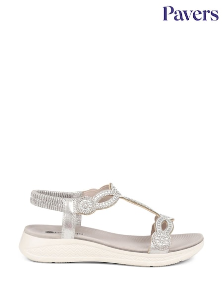 رمادي - Pavers Grey Embellished Flatform Sandals (877569) | ‏204 د.إ.‏