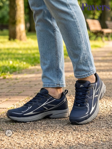 Navy Blue - Regular Pavers Wide Fit Rugged Lace Up Trainers