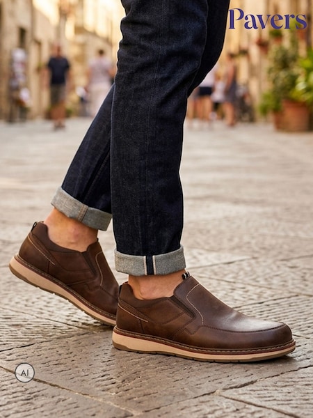 Brown - Regular Pavers Casual Laceless Slip On Shoes