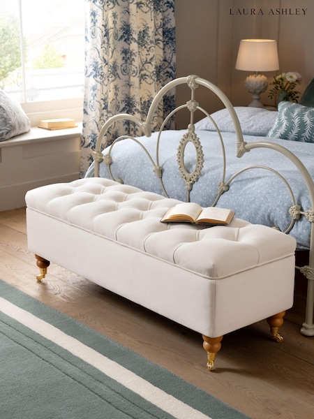 Laura Ashley Annaly Velvet Oyster Ropsley Storage Ottoman Bench (878423) | €377