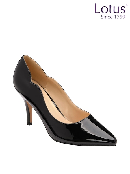 Negru - Pantofi lotus lăcuit cu toc lotus Toc cui (878515) | 271 LEI