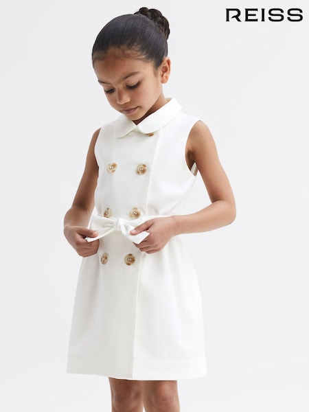 Reiss White Natalie Junior Sleeveless Belted Dress (878556) | €99