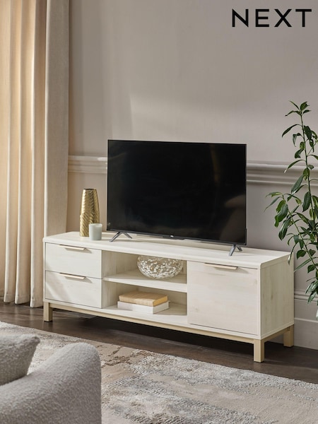 White Bronx Up to 65 inch Oak Effect Slim TV Unit (878589) | €430