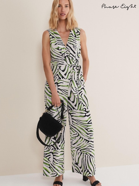 Phase Eight Green Tamsin Zebra Print Wide Leg Jumpsuit (879122) | €72