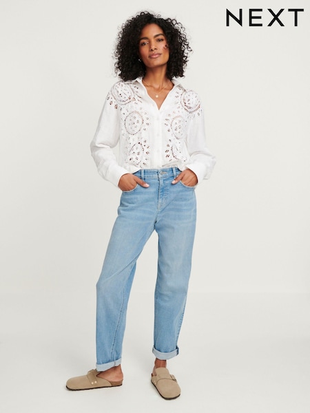 Denim decolorat - Blugi model boyfriend (879407) | 159 LEI