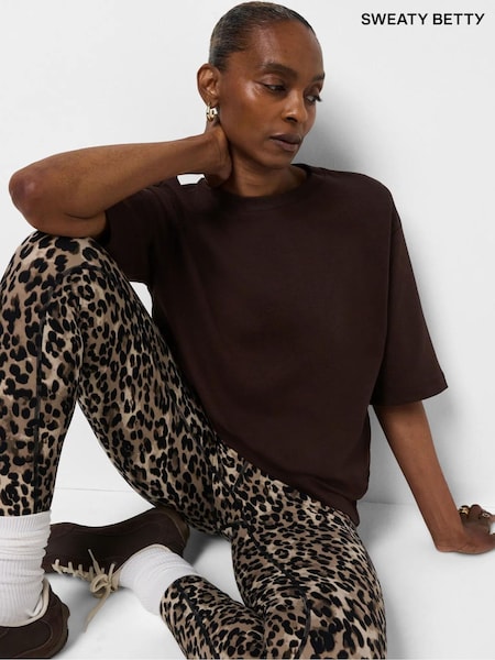 Brown - Sweaty Betty Elevated Cotton Longline T-shirt