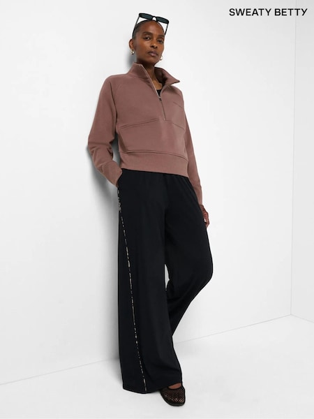 Brown - Sweaty Betty Revive Rib Mix Half Zip Sweatshirt