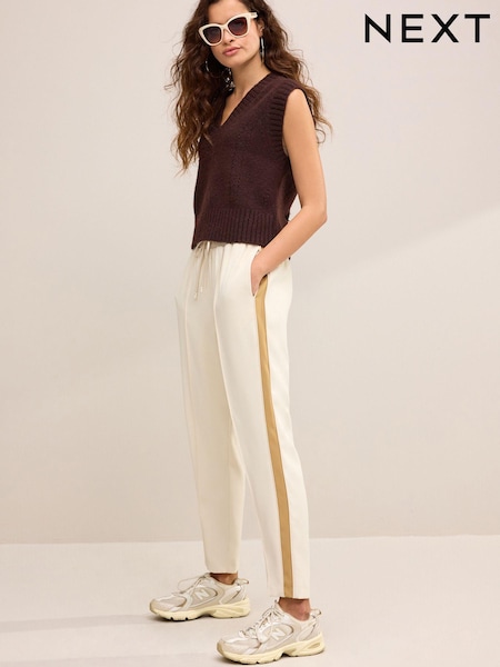 Светло-бежевый Cream/бежевый - Side Stripe Taper Trousers (880317) | €8