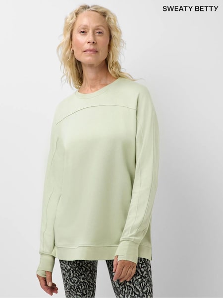 Жасыл - Sweaty Betty сабақтан кейінгі мойынтірек ұзын Свитшот