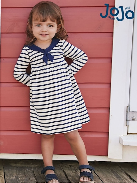 JoJo Maman Bébé Long Sleeve Sailor Jersey Dress (880993) | 142 LEI