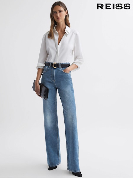 Reiss Mid Blue Marion Mid Rise Wide Leg Jeans (881236) | €57