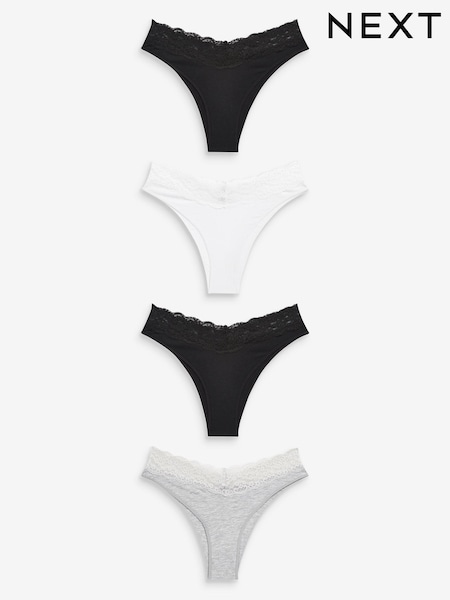 White/Black/Grey Extra High Leg Lace Knickers 4 Pack (881254) | AED67