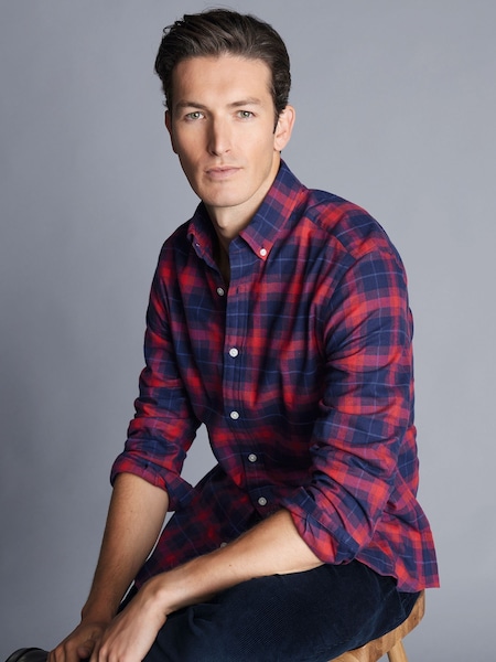 Charles Tyrwhitt Slim Fit Check Brushed Flannel 100% Cotton Shirt (881257) | 54 €