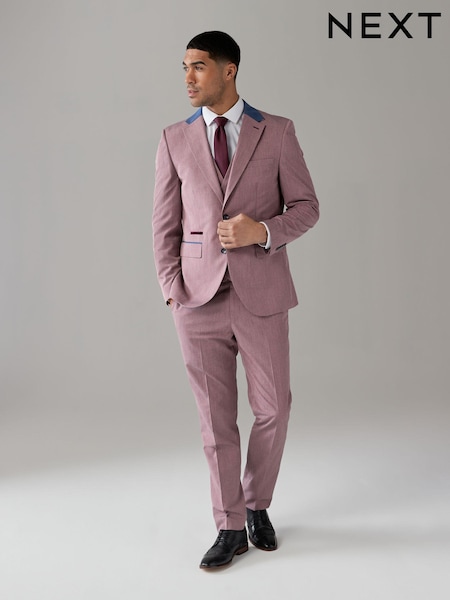 Roz - Normală - Tailored Fit Trimmed Plain Suit Jacket (881304) | 295 LEI