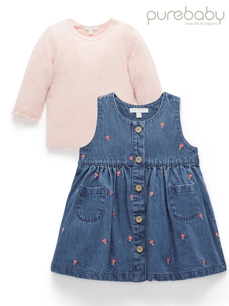 Pink - Purebaby Toadstool Embroidered Top& Dress Set