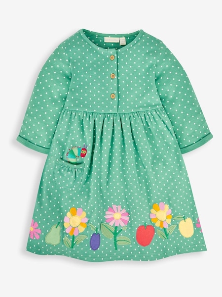 JoJo Maman Bébé Duck Egg Girls' The Very Hungry Caterpillar Appliqué With Pet In Pocket Button Front Dress (881600) | €41