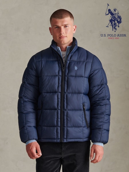 Blue - Regular U.s. Polo Assn. Box Quilt Puffer Jacket