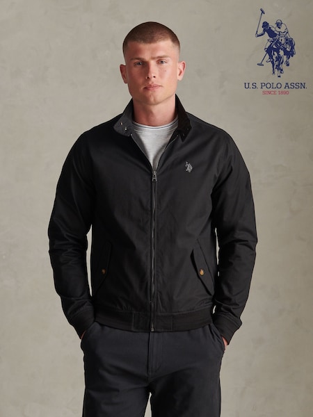Black - Regular U.s. Polo Assn Cotton Twill Harrington Jacket