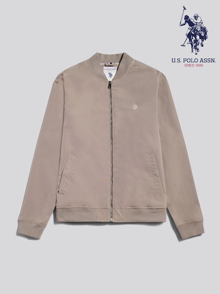 Natural - Regular U.s. Polo Assn Jersey Lined Smart Bomber Jacket