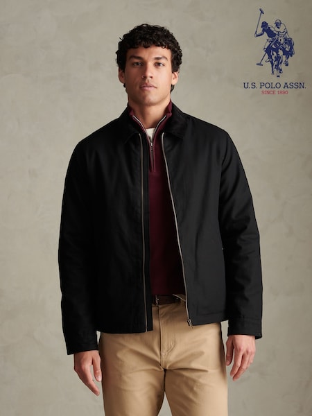 Black - Regular U.s. Polo Assn. Water-repellent Cotton Barn Jacket