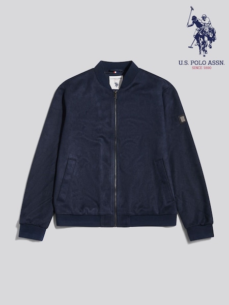 Blue - Regular U.s. Polo Assn. Premium Faux Suede Bomber Jacket
