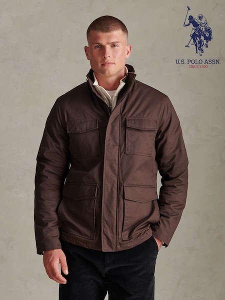 Brown - Regular U.s. Polo Assn. Premium Wax-coated Field Jacket