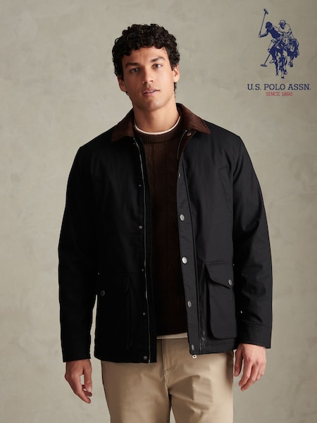 Black - Regular U.s. Polo Assn. Canvas Country Collared Jacket