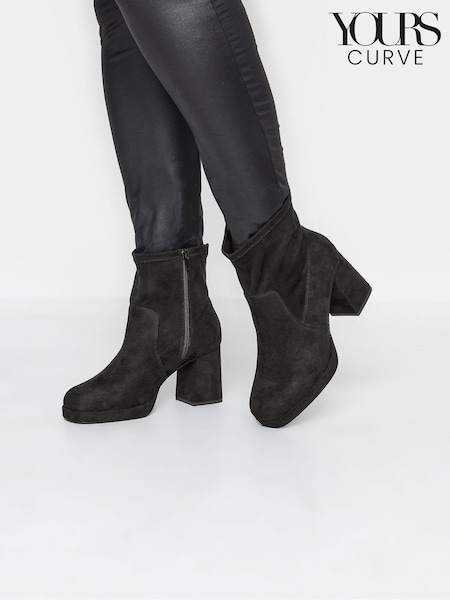 Yours Curve Black Extra-Wide Fit Platform Ankle Boots (882432) | €33