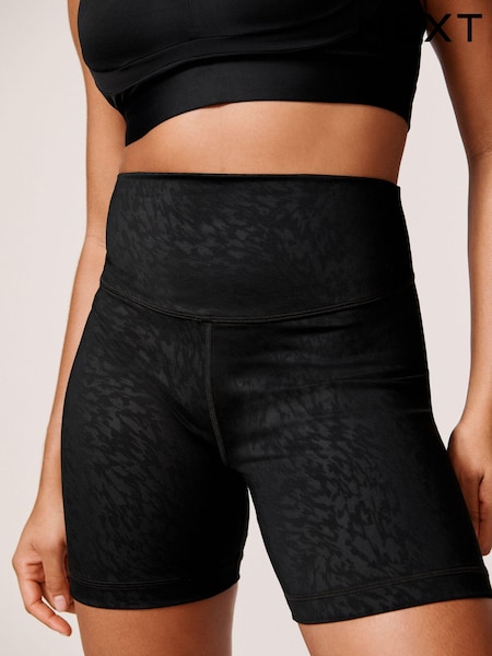 Черный с тисным зебровым принтом - Next Active Sports Tummy Control High Waisted Cycling Shorts (882686) | €12