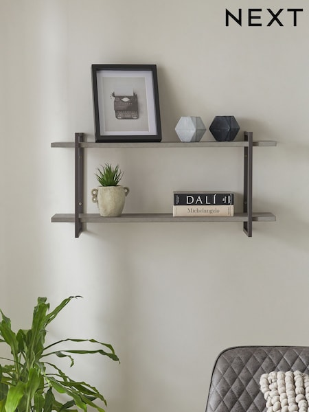 Grey Bronx 2 Tier Wide Wall Shelves (882717) | $67