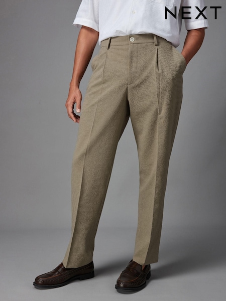 Green Relaxed Fit Seersucker Suit Trousers (882797) | €22