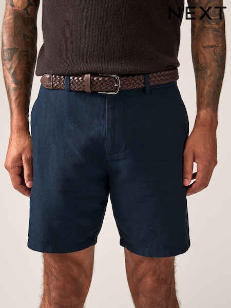 Azul marinho - Linen Blend Shorts (883053) | R$ 285