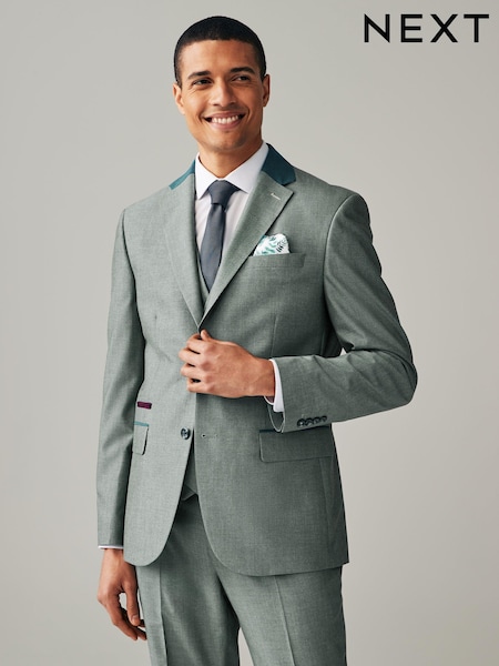 Verde - Normală - Normală - Fit Trimmed Suit Jacket (883074) | 295 LEI