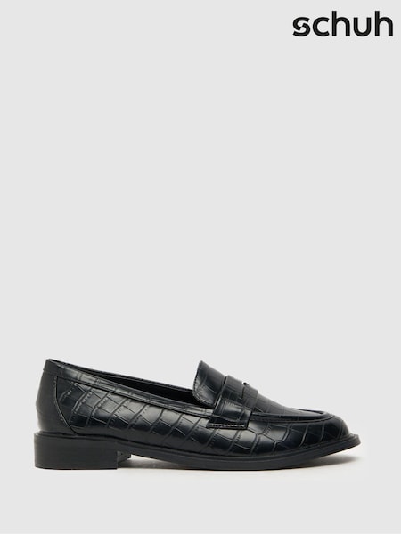 Schuh Lexa Croc-Effect Black Loafers (883907) | € 46