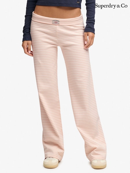 Pink - Superdry Athletic Essentials Stripe Jersey Trousers