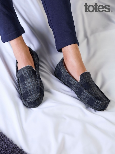 Cheque azul - Regular Totes Moccasin Slippers