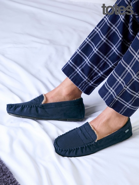 Blue - Regular Totes Moccasin Slippers