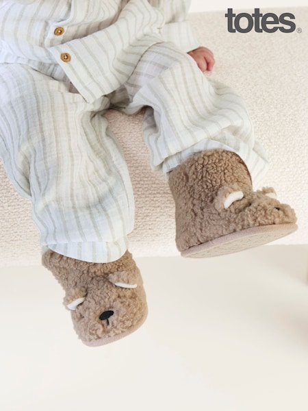 Natural - Totes Toddlers Bear Bootie Slippers