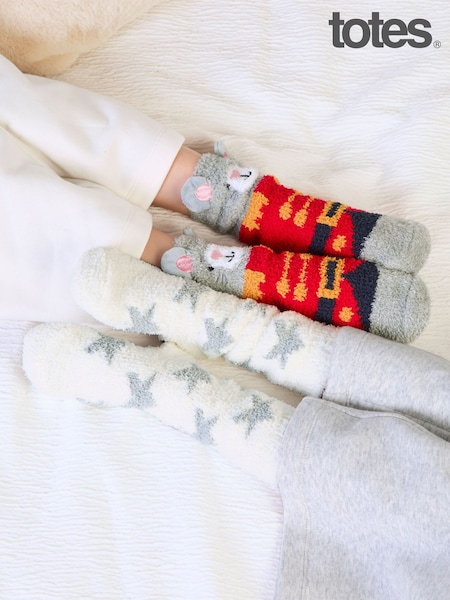 Grey Christmas - Totes Super Soft Cosy Slipper Socks 2 Pack