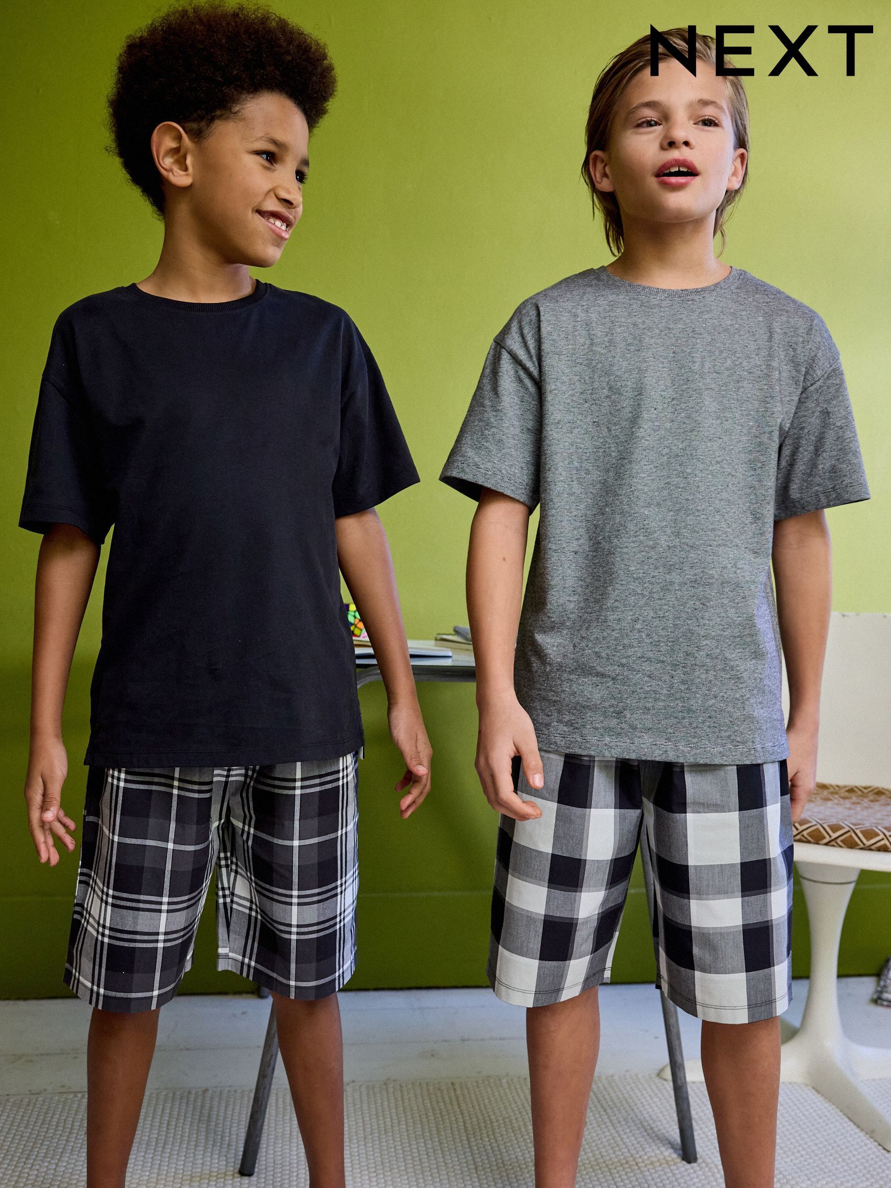 Pyjama Short à Carreaux NEXT - Lot De 2, Tissu Léger, Coupe Décontractée, Pour Un Sommeil Confortable