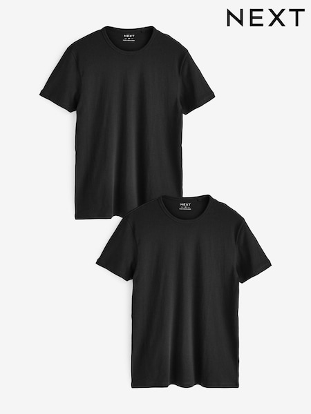 Black Slim Fit 100% Cotton Layering T-Shirts 2 Pack (885172) | $24
