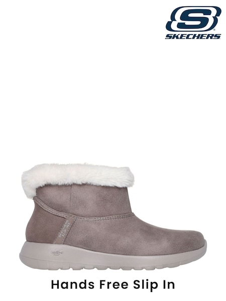 Skechers Brown On The Go Joy Cozy Dream Slip In Boots (885407) | LEI 663
