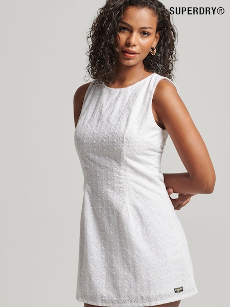 Superdry White Vintage Broderie Mini Dress (886645) | €34