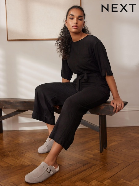 Schwarz - Jumpsuit With Linen (886937) | 12 €