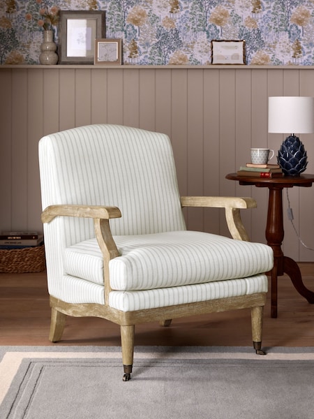 Laura Ashley Henley Stripe Duck Egg Blue Navenby Accent Chair (887032) | €503
