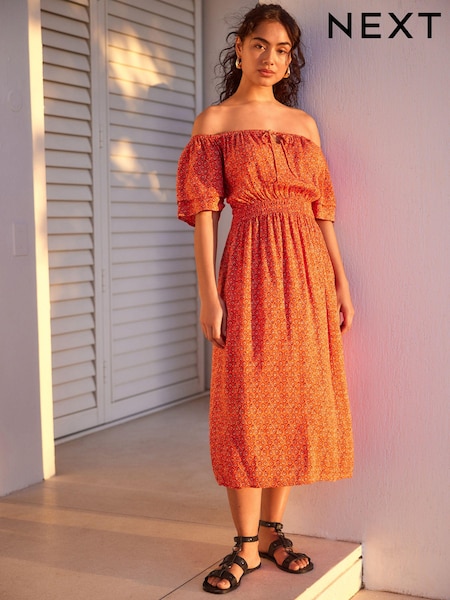 Coral Orange Off Shoulder Summer Dress (887304) | €14.50