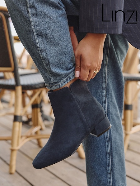 أزرق - Linzi Outline Low Block Heeled Ankle Boots