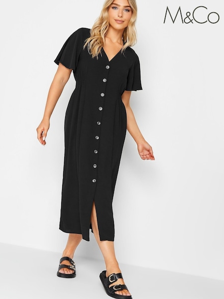 M&Co Black Shirred Waist Button Dress (887372) | €8.50