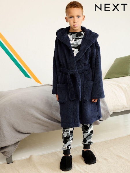 Navy Blue Fleece Dressing Gown (2-16yrs) (887975) | €14 - €22